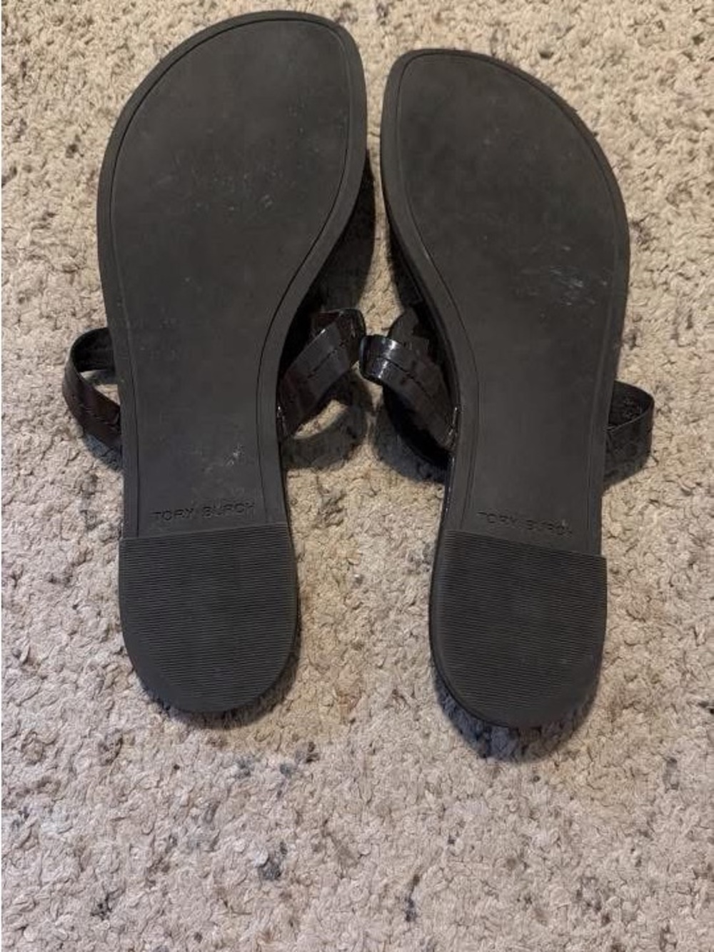 Tory Burch Dark Brown Miller Leather Thong Sandals - Picture 2 of 3